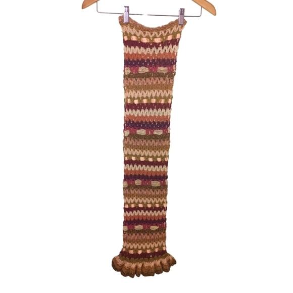 Betsey Johnson Crochet Ribbon Scarf Multi OS - Picture 2 of 4